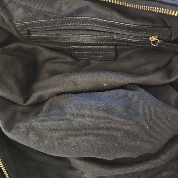 Gold and Black Leather Satchel with Adjustable Strap - Picture 4 of 4